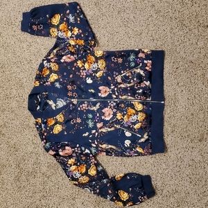 ROZAS Floral Satin Long Sleeve Sassy Zip Up  Blouse Jacket